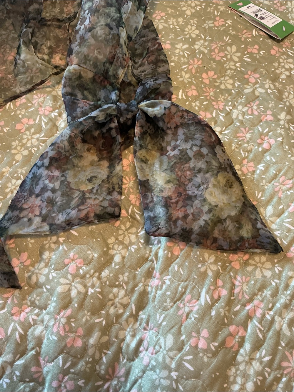 Zara sheer floral button up top with collar and long sleeves s - Picture 5 of 9